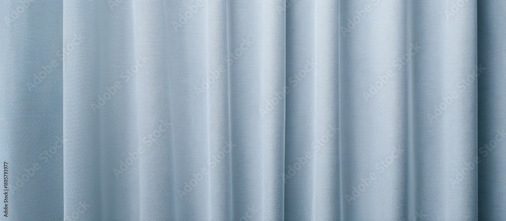 Obraz premium cool light gray blue curtains with smooth fabric texture, modern medical or tech interior concept, clean sterile lighting, minimal background, space