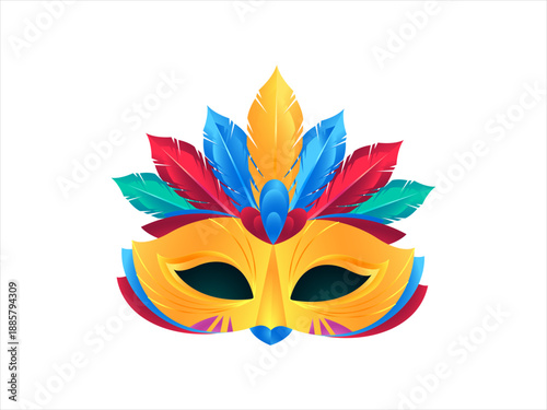 Masquerade mask Mardi Gras carnival party vector illustration with decorative disguise costume symbol for celebration, festival and entertainment