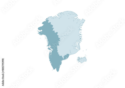 Aerial view of Greenland's icy landscape showcasing glaciers and frozen terrain in a serene illustration