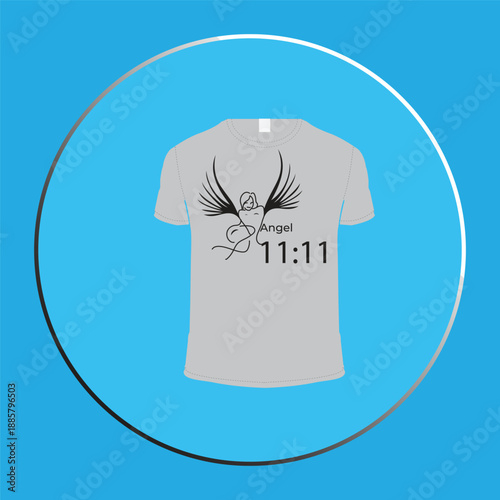 Grey T-Shirt Mockup with Angel Wings Graphic and 11:11 Angel Number Text