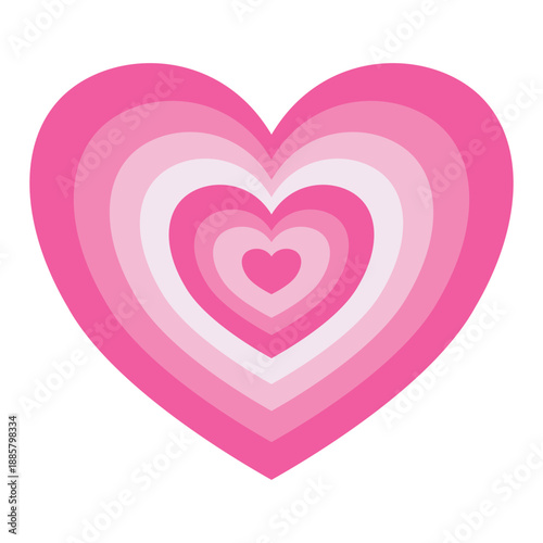 Layers of pink heart shapes stacked on top of each other, isolate background.