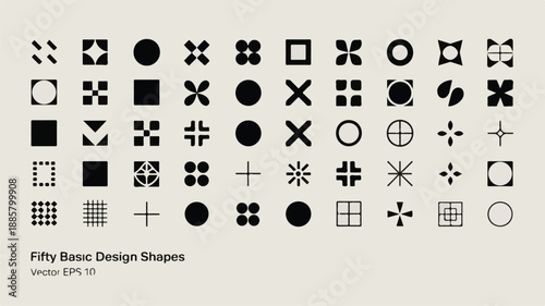 Fifty basic shapes in black and white black shapes geometric shapes abstract eps 10
