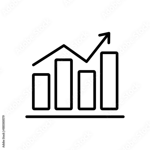 Growth icon. Containing arrow up, growing graph, business chart icon. Vector illustration.