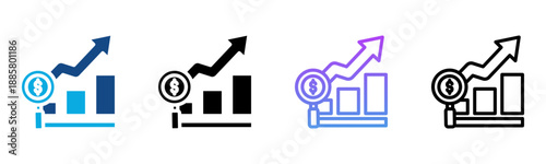 Financial Analysis Icon Multiple Style Vector Illustration
