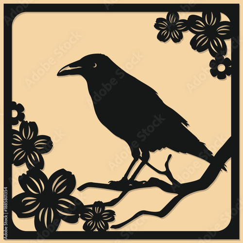 Gothic paper cut template. Layered card. Paper cut out design. Shadow box style. 