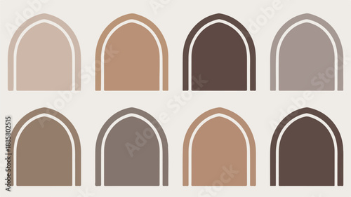 Brown and beige arches with white outline