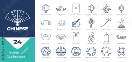 Collection Of Twenty Four Chinese New Year Icons