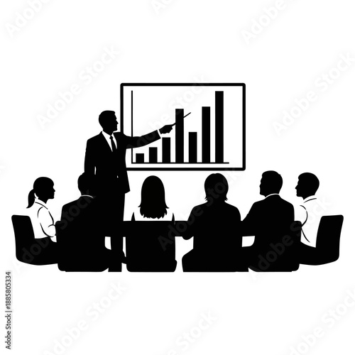 Businessman Presenting Graph to Colleagues in Meeting.