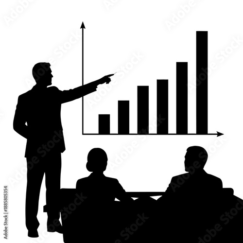 Businessman presenting a bar graph to colleagues.