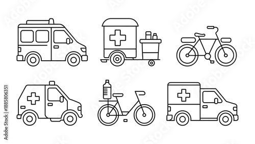 Essential Medical Mobility: A cohesive collection of essential medical transport vehicles, each designed for efficient and accessible healthcare, offering swift response capabilities.
