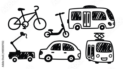 Transportation doodles: A delightful collection of playful transportation doodles, offering a whimsical peek at urban and travel elements. 