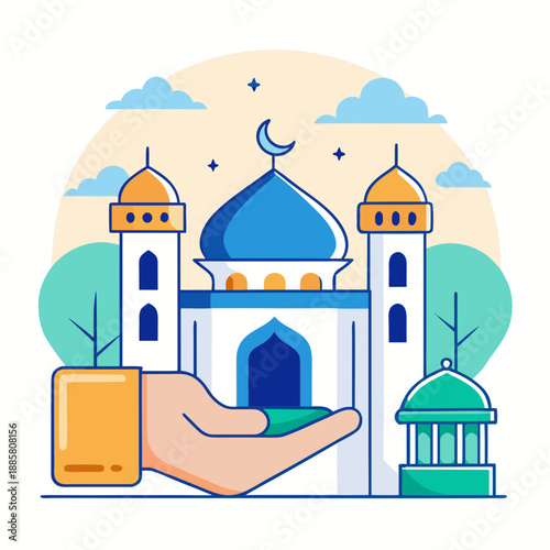 Hand Offering Donation to a Mosque