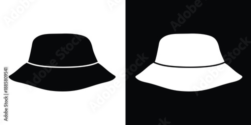 Bucket hat silhouette vector, cap icon vector illustration