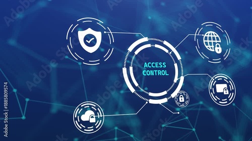 Access Control Animation, Secure Authorization HUD Interface, Digital Identity Protection Concept