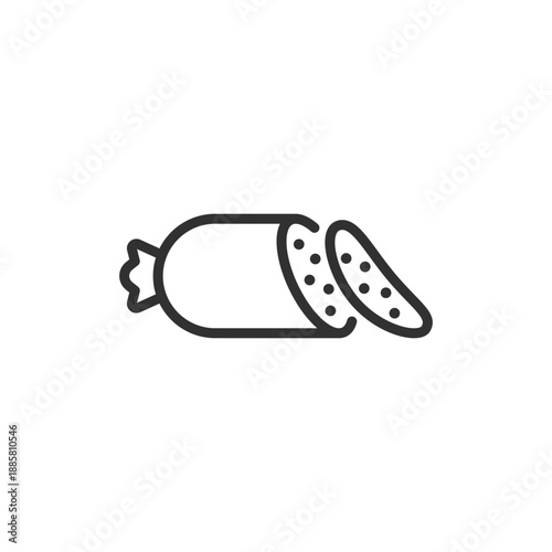 Salami sausage, linear icon. Line with editable stroke.