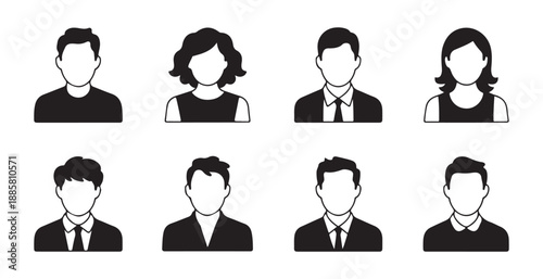 Set of business person avatars professional office workers icons with different hairstyles and suits