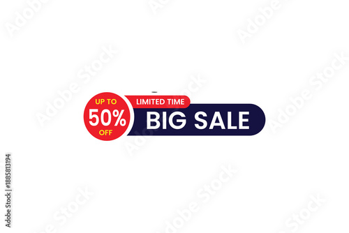 Up to 50% off big sale promotion poster vector with bold, eye-catching design, perfect for retail, e-commerce, flash sales, and marketing campaigns, fully editable and scalable vector illustration.