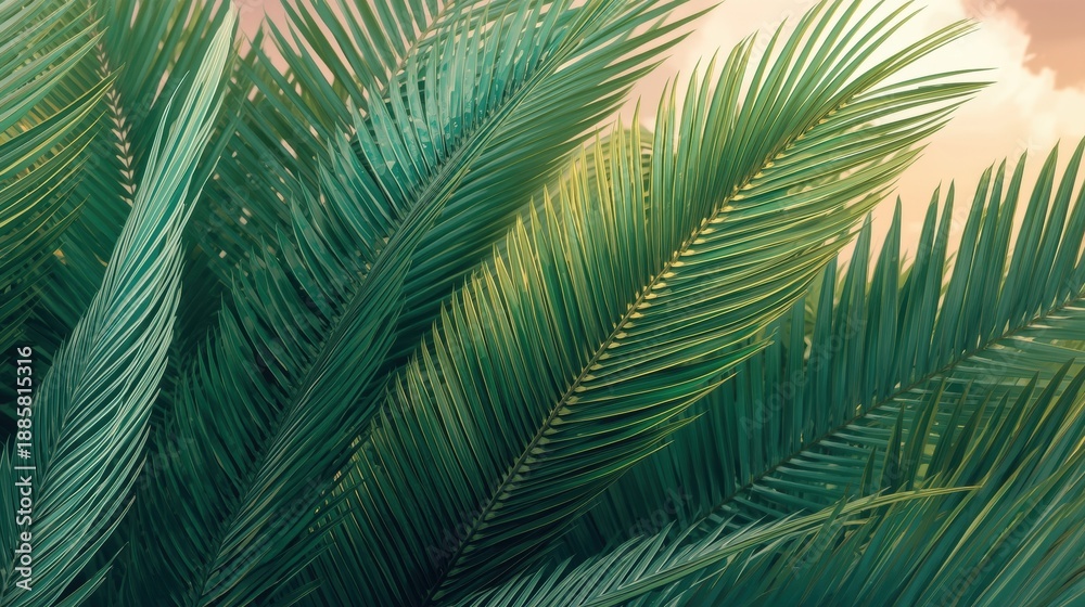 Obraz premium Lush green palm leaves