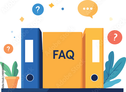 FAQ Binders and Help Support Concept Illustration. AI generated