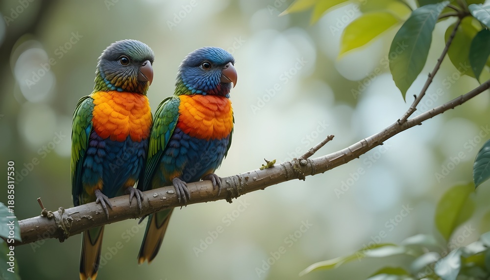Obraz premium two parrots on a branch