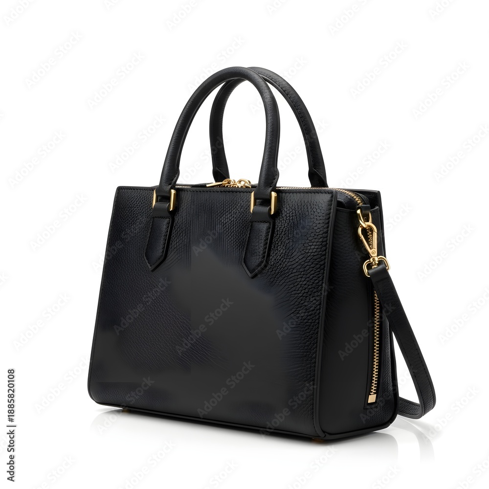 Naklejka premium black leather bag isolated on white background