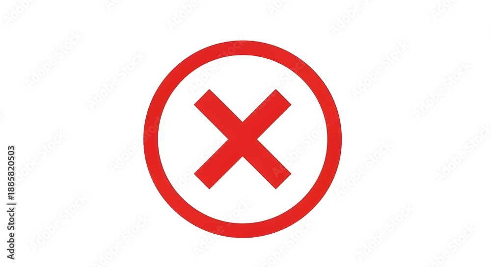Obraz premium Red cross symbol inside a red circle on white background