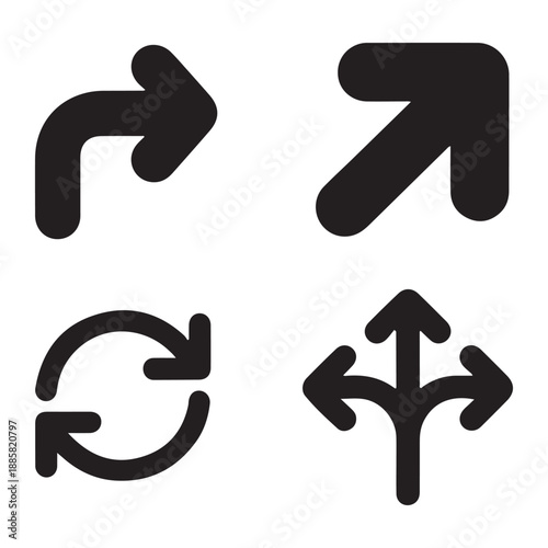 New direction graphic icon for navigation and wayfinding