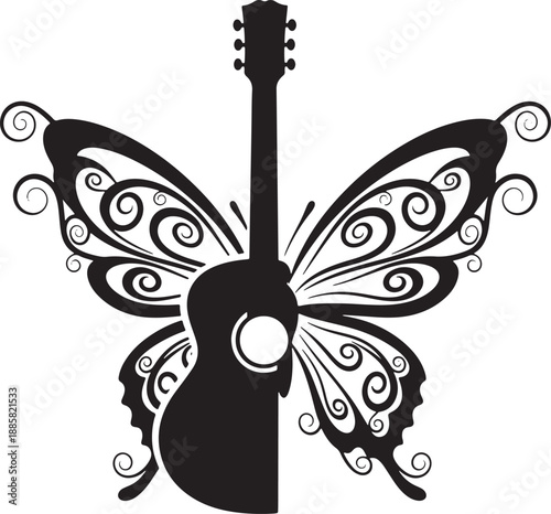 
Butterfly Guitar Tattoo Vector Set