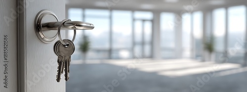 Open door with large office floor.