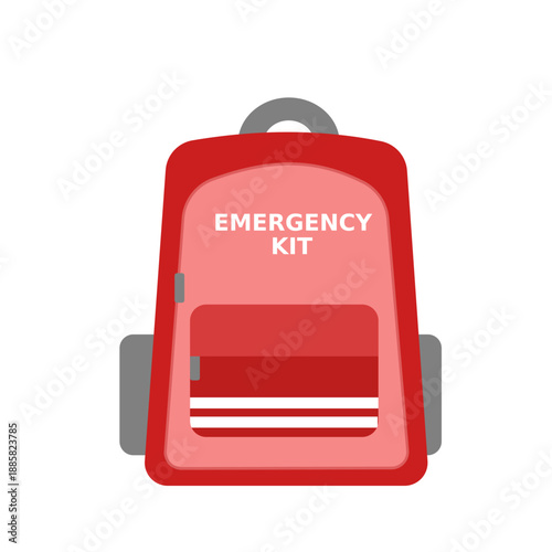 Emergency kit backpack illustration. Red medical bag icon isolated 