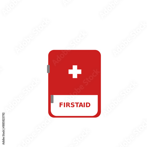 First aid kit icon set. Red medical emergency icon isolated 