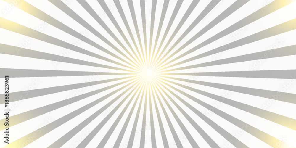Fototapeta premium Sun rays. Grey background, white sun rays. Radial circle lines. Starburst pattern. Comic beam lines. Sun rays effect. Abstract fireworks. Concentration lines.