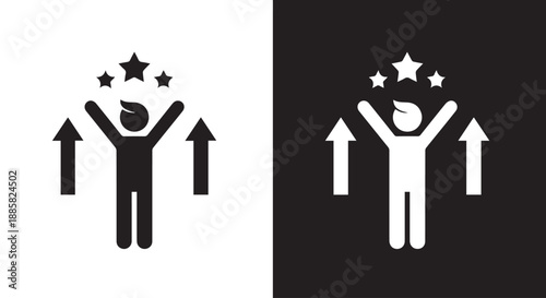 Stunning success icons with rising arrows and stars