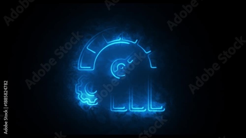Wallpaper Mural Blue glowing Cinematic Neon Blue Performance and Optimization Icon with Smoke Effect Torontodigital.ca
