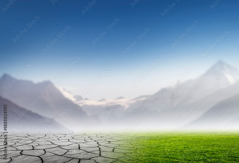 Obraz premium abstrakter Klimawandel in einer imaginären landschaft