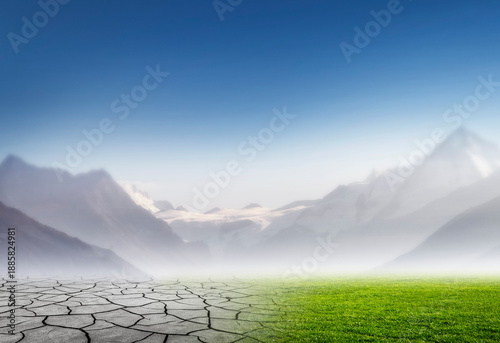 abstrakter Klimawandel in einer imaginären landschaft