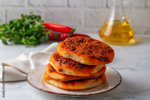 Bread with peppers or spicy...