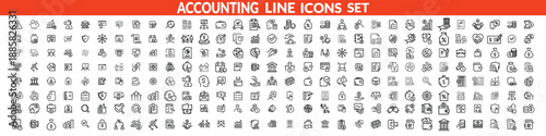 Accounting and taxes line icons collection. Big UI icon set in a flat design. Thin outline icons pack. big icon set . Vector illustration EPS10