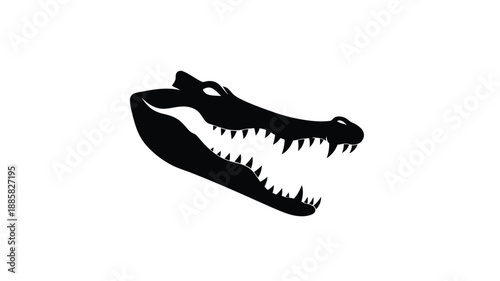 a striking black alligator head with sharp teeth a bold silhouette