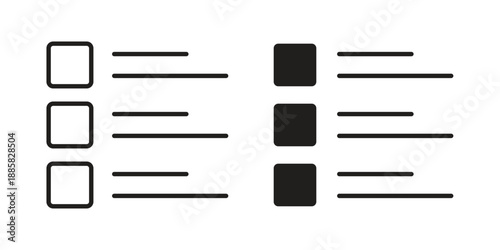 Bulleted list icon elements. A modern flat and line icons set