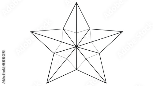 Geometric Five Pointed Star Outline with Internal Lines on White Background shape symbol