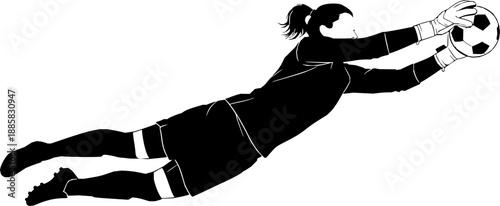 goalkeeper girl with soccer ball