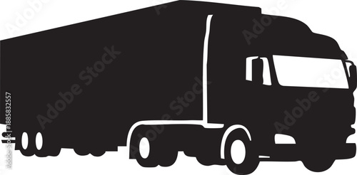 Black Truck Silhouette Icon – Cargo Delivery Transport Vehicle Vector 