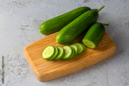 Fresh cucumber slices in bowl