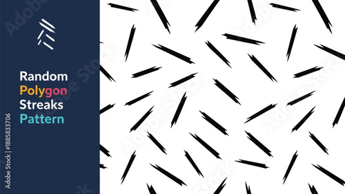 Black outline pattern of random polygon streak shapes in abstract background