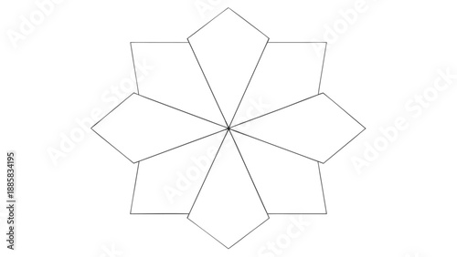 Outline Geometric Star Shape With Eight Points On White Background vector illustration