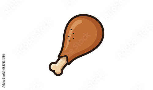 Cute cartoon chicken drumstick icon with a warm brown color and a playful feel, for food concepts
