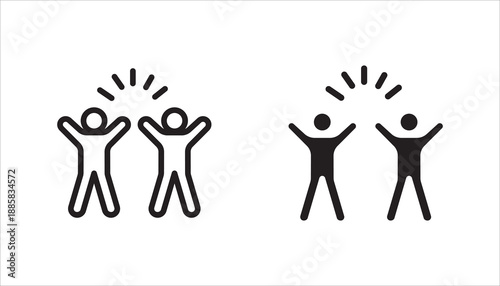 group happy people icon set, party friends, joy expression feeling, vector illustration on white background