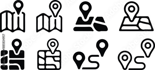 location map pin location marker icons set vector illustration 