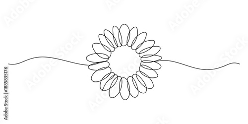 Minimalist continuous line drawing of a sunflower Vector, illustration